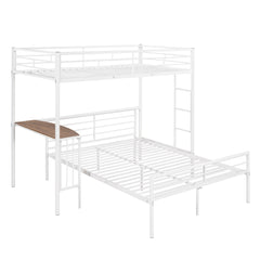 Bellemave® Twin Over Full Bunk Beds with Desk, Metal Bunk Bed Frame for Kids & Teens, Loft Bed with Convertible Design,White - Bellemave
