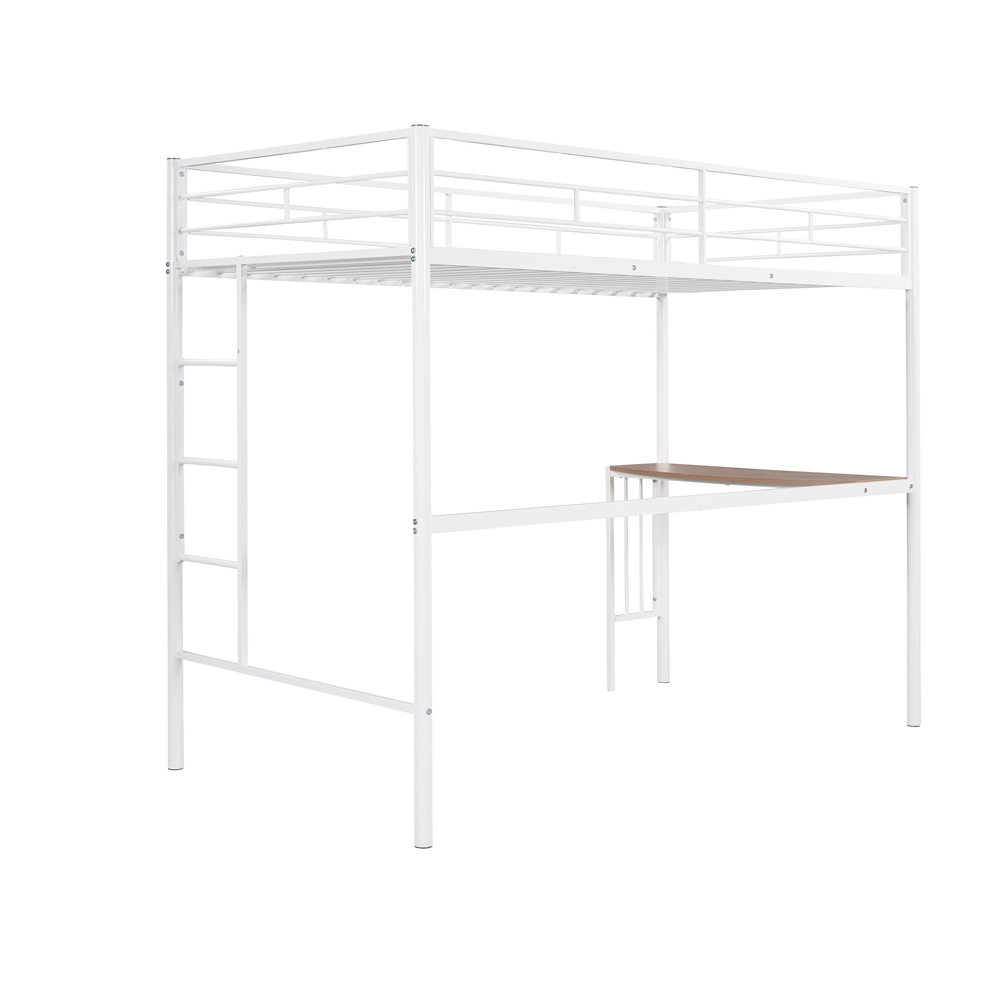 Bellemave® Twin Over Full Bunk Beds with Desk, Metal Bunk Bed Frame for Kids & Teens, Loft Bed with Convertible Design,White - Bellemave
