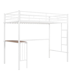 Bellemave® Twin Over Full Bunk Beds with Desk, Metal Bunk Bed Frame for Kids & Teens, Loft Bed with Convertible Design,White - Bellemave