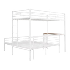 Bellemave® Twin Over Full Bunk Beds with Desk, Metal Bunk Bed Frame for Kids & Teens, Loft Bed with Convertible Design,White - Bellemave