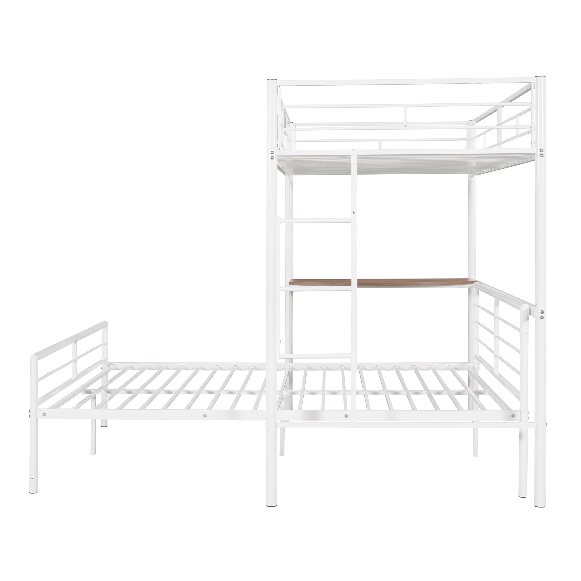 Bellemave® Twin Over Full Bunk Beds with Desk, Metal Bunk Bed Frame for Kids & Teens, Loft Bed with Convertible Design,White - Bellemave