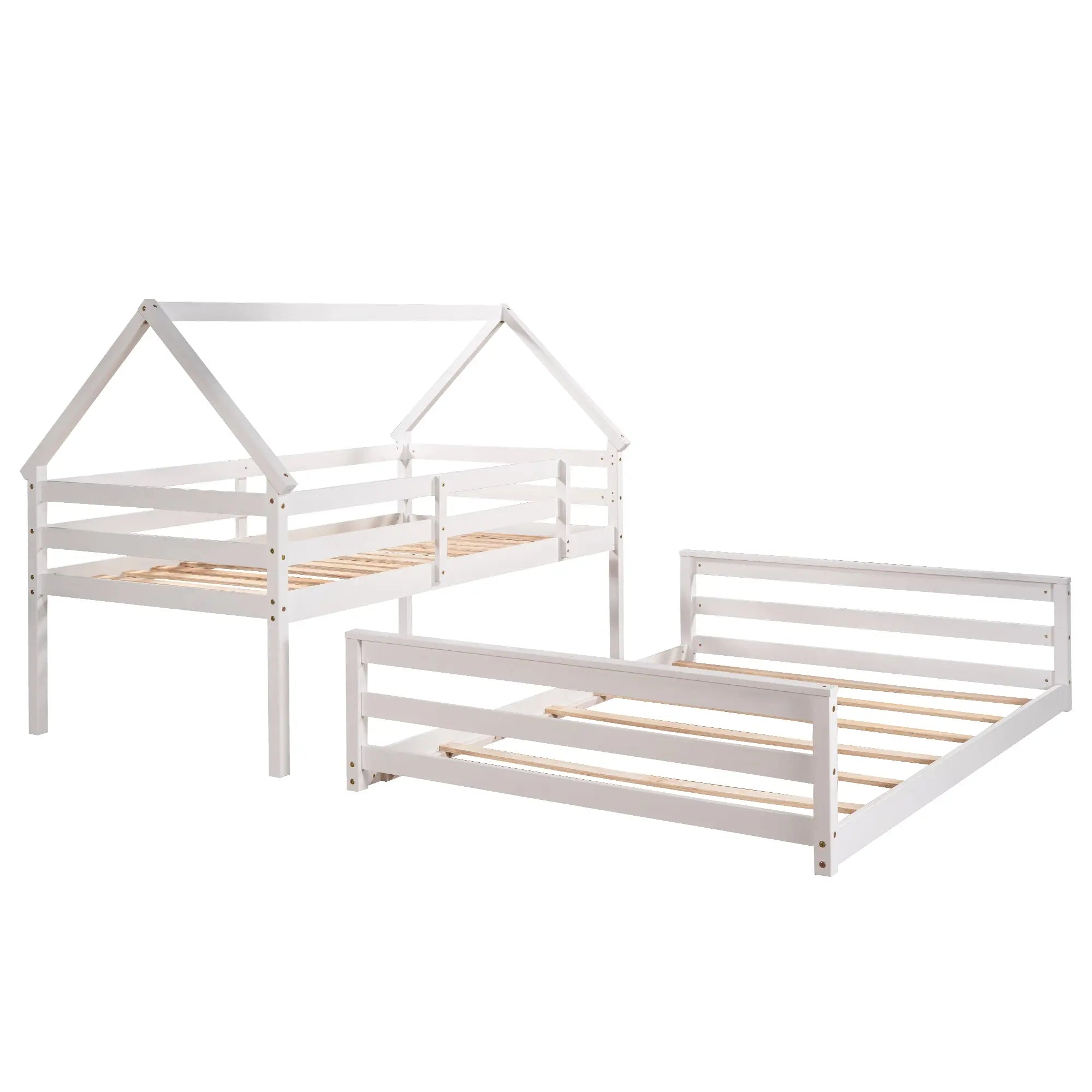Bellemave® Twin over Full House Bunk Bed with Built - in Ladder - Bellemave
