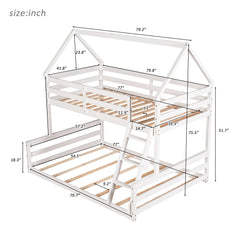 Bellemave® Twin over Full House Bunk Bed with Built - in Ladder - Bellemave