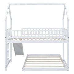 Bellemave® Twin over Full House Bunk Bed with Slide and Built - in Ladder - Bellemave
