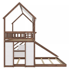 Side view of house shaped bunk bed frame