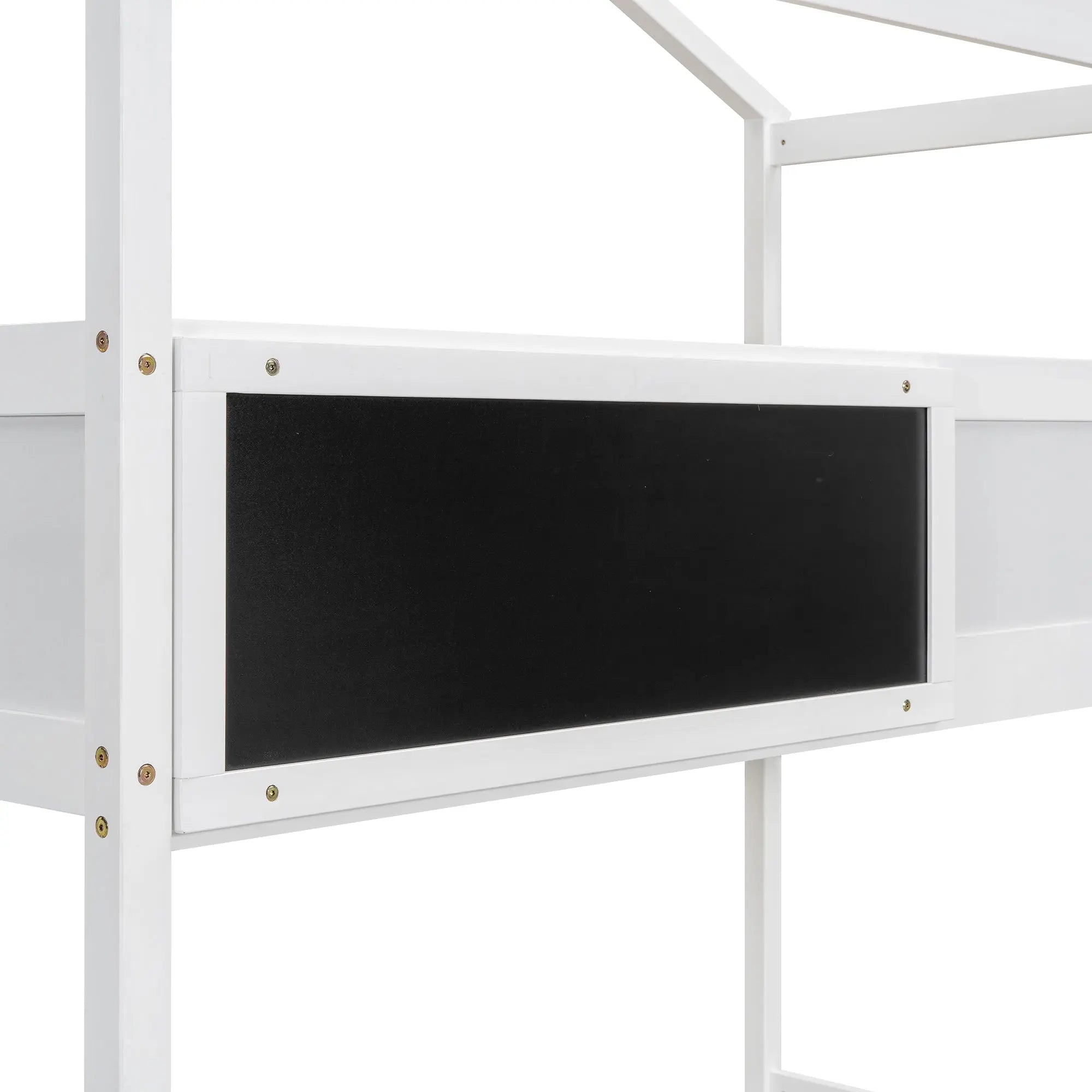 Bellemave® Twin over Full House Bunk Bed with Storage Staircase and Blackboard - Bellemave