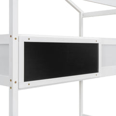 Bellemave® Twin over Full House Bunk Bed with Storage Staircase and Blackboard - Bellemave