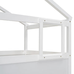 Bellemave® Twin over Full House Bunk Bed with Storage Staircase and Blackboard - Bellemave