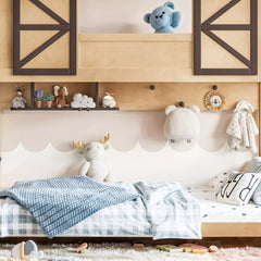 Bellemave® Twin Over Full House Bunk Bed with Storage Stairs and Shelves, Playhouse Bed for Kids & Teens - Bellemave