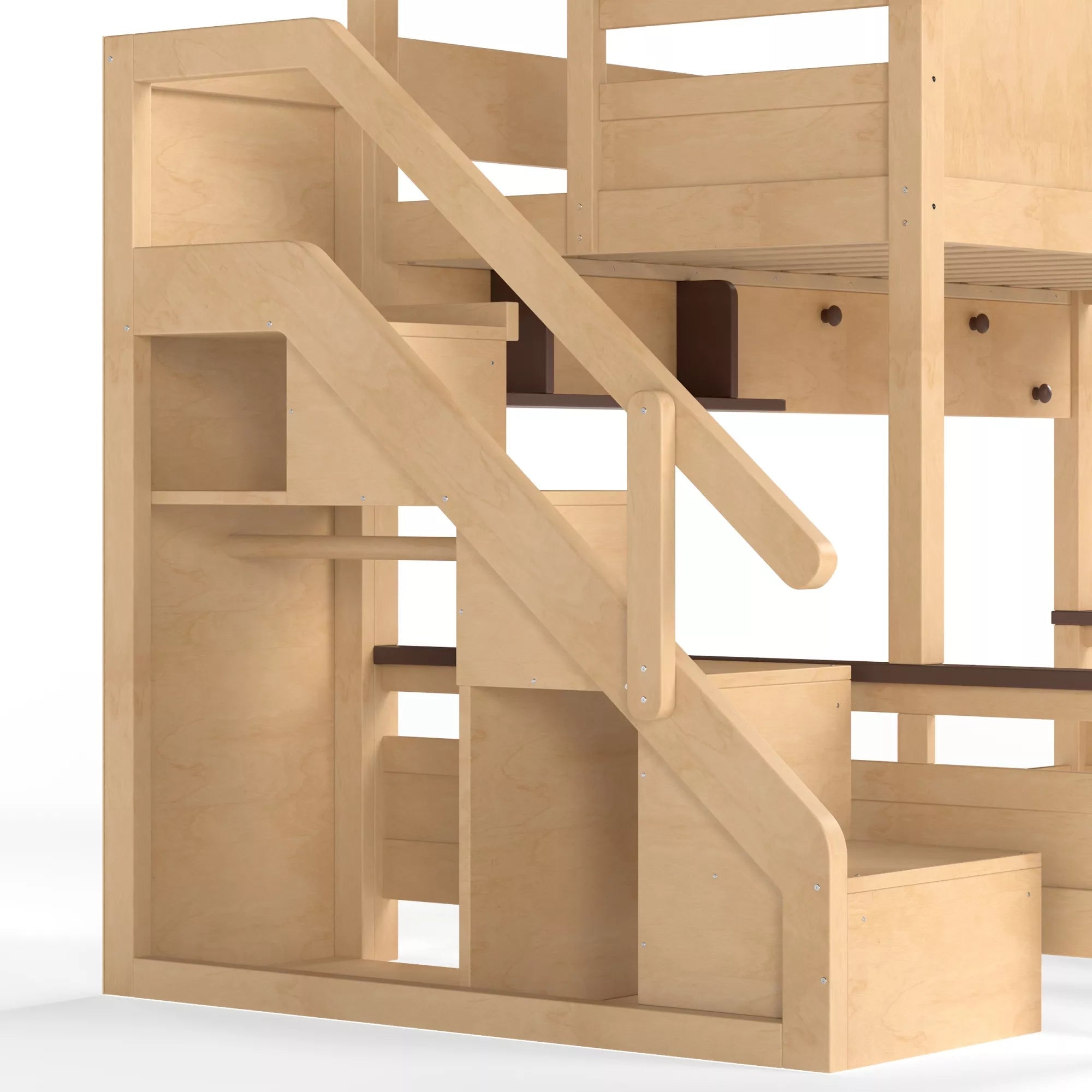 Bellemave® Twin Over Full House Bunk Bed with Storage Stairs and Shelves, Playhouse Bed for Kids & Teens - Bellemave