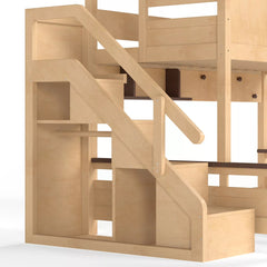 Bellemave® Twin Over Full House Bunk Bed with Storage Stairs and Shelves, Playhouse Bed for Kids & Teens - Bellemave