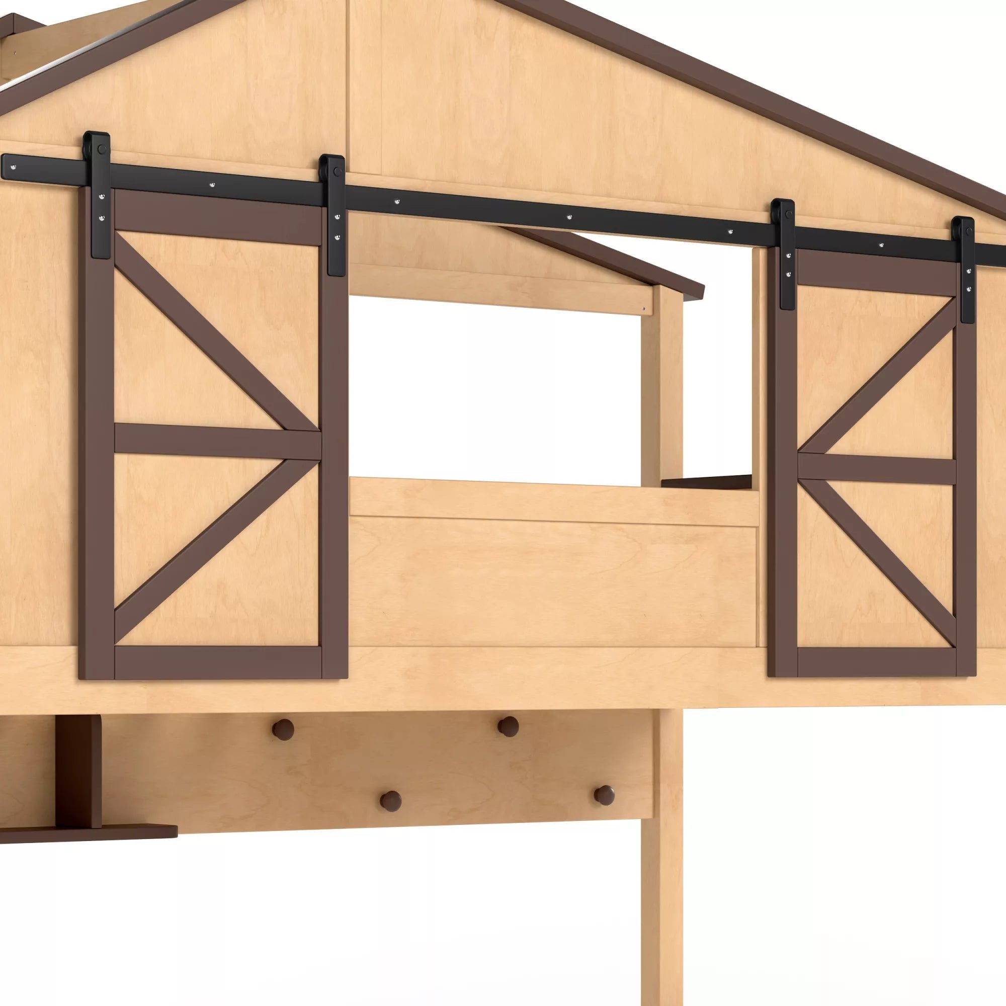 Bellemave® Twin Over Full House Bunk Bed with Storage Stairs and Shelves, Playhouse Bed for Kids & Teens - Bellemave