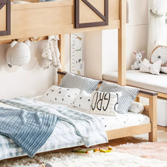 Bellemave® Twin Over Full House Bunk Bed with Storage Stairs and Shelves, Playhouse Bed for Kids & Teens - Bellemave
