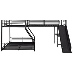 Bellemave® Twin over Full L - Shaped Bunk Bed with Twin Size Loft Bed,Built - in Desk and Slide - Bellemave