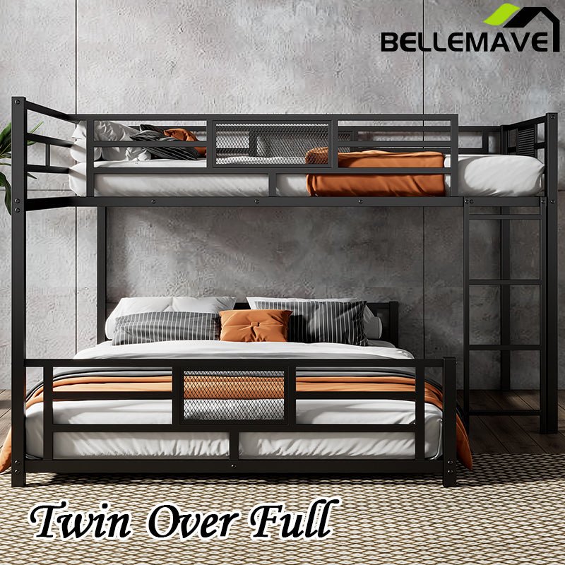 Bellemave® Twin over Full L - shaped Metal Bunk Bed - Bellemave