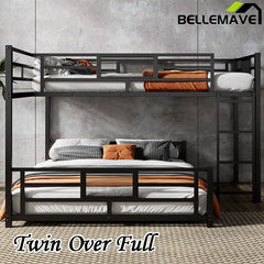 Bellemave® Twin over Full L - shaped Metal Bunk Bed - Bellemave