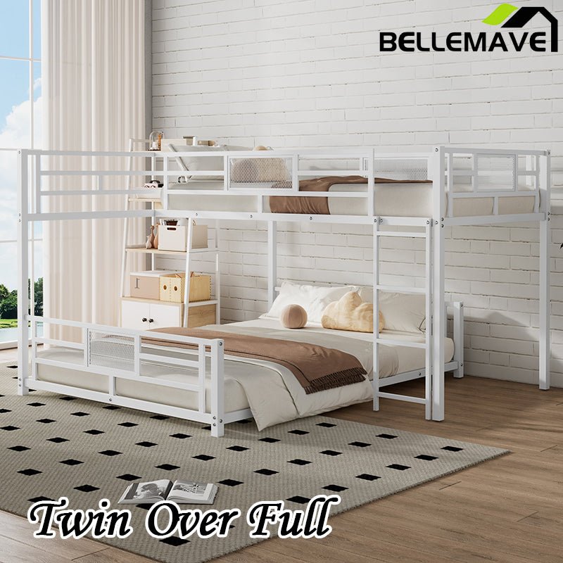 Bellemave® Twin over Full L - shaped Metal Bunk Bed - Bellemave
