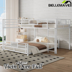 Bellemave® Twin over Full L - shaped Metal Bunk Bed - Bellemave