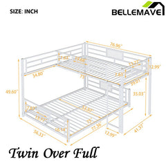 Bellemave® Twin over Full L - shaped Metal Bunk Bed - Bellemave