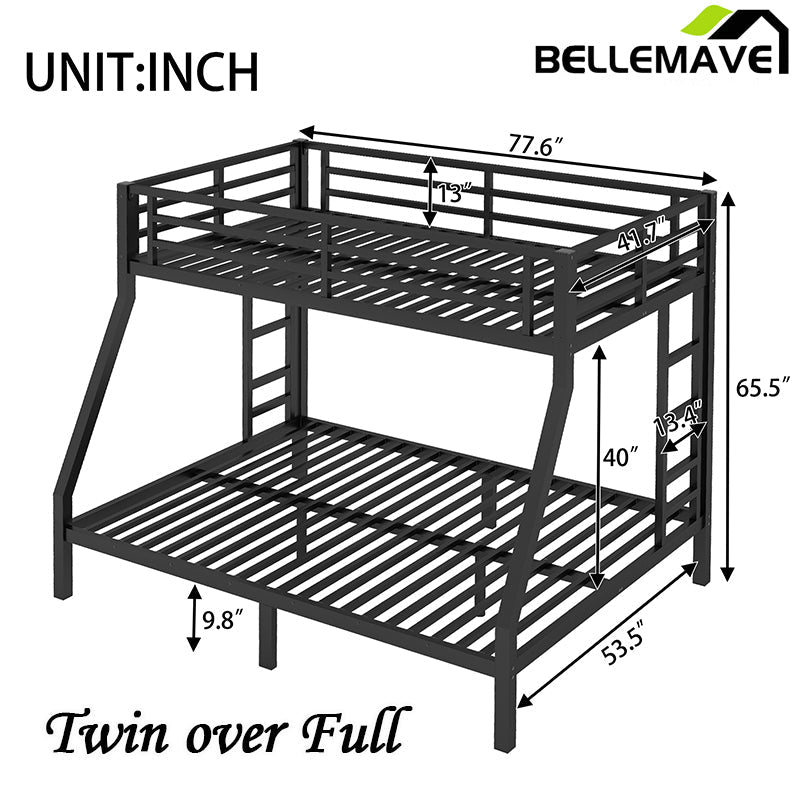 Bellemave® Twin over Full Metal Bunk Bed - Bellemave