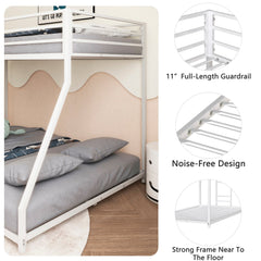 Bellemave® Twin Over Full Metal Bunk Bed Frame with Ladder Full - Length Safety Guardrails,No Spring Box Required, White - Bellemave