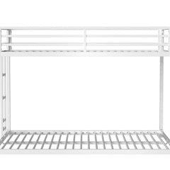Bellemave® Twin Over Full Metal Bunk Bed Frame with Ladder Full - Length Safety Guardrails,No Spring Box Required, White - Bellemave