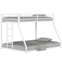Bellemave® Twin Over Full Metal Bunk Bed Frame with Ladder Full - Length Safety Guardrails,No Spring Box Required, White - Bellemave