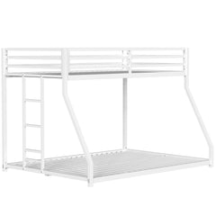Bellemave® Twin Over Full Metal Bunk Bed Frame with Ladder Full - Length Safety Guardrails,No Spring Box Required, White - Bellemave