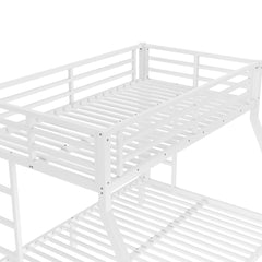 Bellemave® Twin Over Full Metal Bunk Bed with Ladder, Guardrail & Metal Slats for Adults & Teens, No Box Spring Required, White - Bellemave