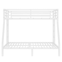 Bellemave® Twin Over Full Metal Bunk Bed with Ladder, Guardrail & Metal Slats for Adults & Teens, No Box Spring Required, White - Bellemave