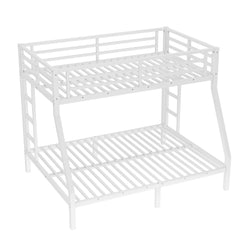 Bellemave® Twin Over Full Metal Bunk Bed with Ladder, Guardrail & Metal Slats for Adults & Teens, No Box Spring Required, White - Bellemave