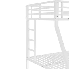 Bellemave® Twin Over Full Metal Bunk Bed with Ladder, Guardrail & Metal Slats for Adults & Teens, No Box Spring Required, White - Bellemave