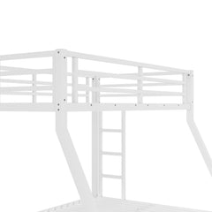 Bellemave® Twin Over Full Metal Bunk Bed with Ladder, Guardrail & Metal Slats for Adults & Teens, No Box Spring Required, White - Bellemave