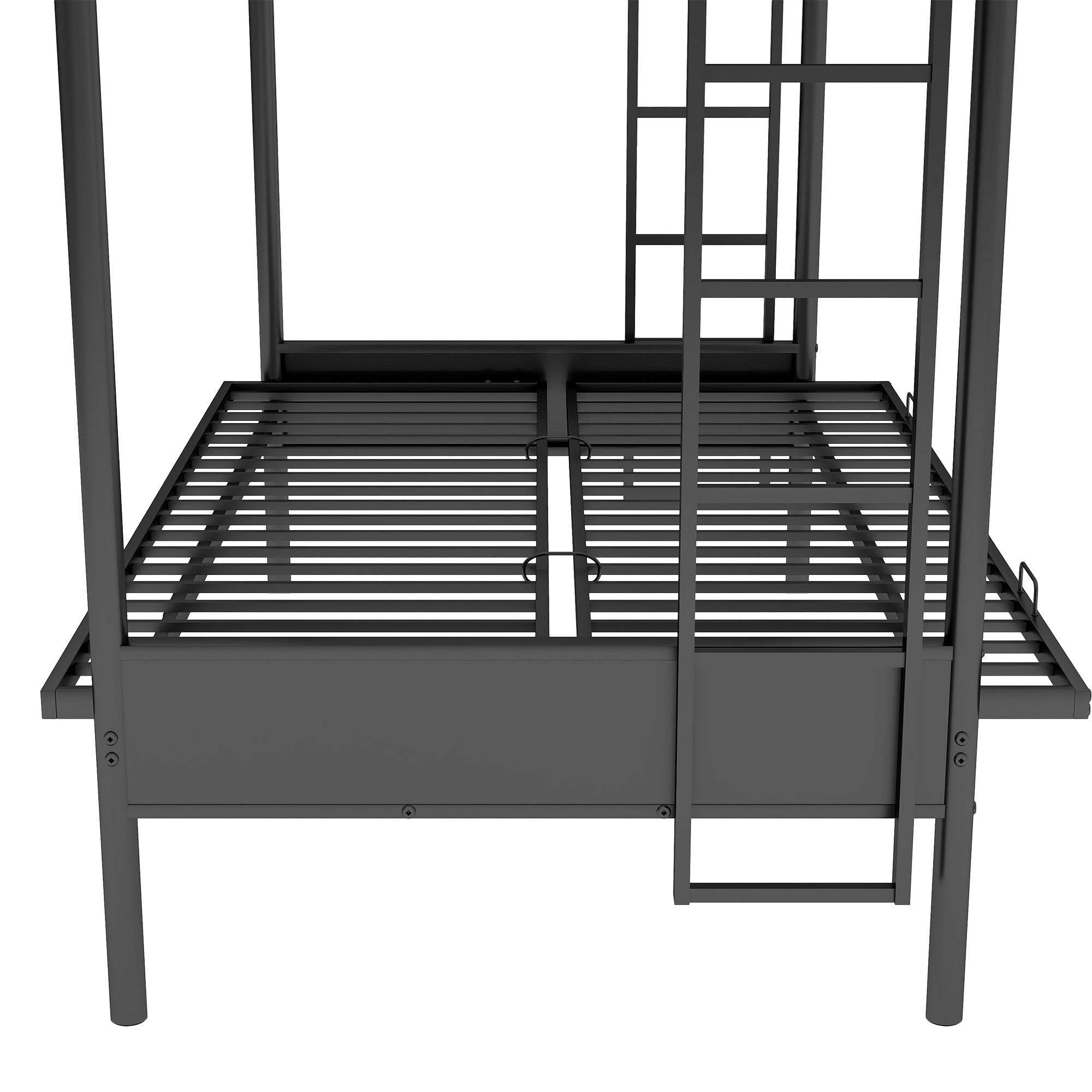 Bellemave Twin Over Full Metal Bunk Bed with Two Side Ladders & Guardrail, Bottom Full Size Bunk Bed Can be Converted into Futon/Seat(Black) - Bellemave