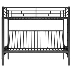Bellemave Twin Over Full Metal Bunk Bed with Two Side Ladders & Guardrail, Bottom Full Size Bunk Bed Can be Converted into Futon/Seat(Black) - Bellemave