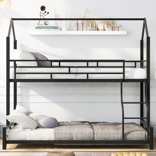 Bellemave® Twin over Full Metal House Bunk Bed - Bellemave