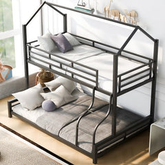Bellemave® Twin over Full Metal House Bunk Bed - Bellemave
