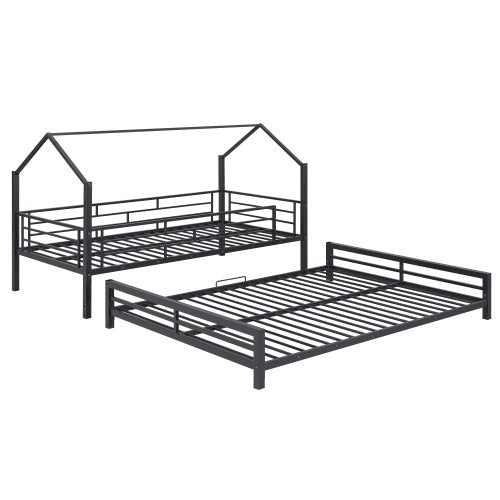 Bellemave® Twin over Full Metal House Bunk Bed - Bellemave