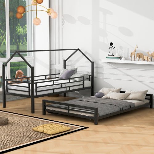 Bellemave® Twin over Full Metal House Bunk Bed - Bellemave