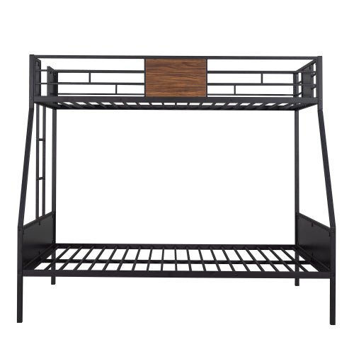 Bellemave® Twin Over Full Modern Metal Bunk Bed with Safety Rail and Built - In Ladder - Bellemave