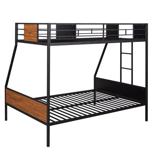 Bellemave® Twin Over Full Modern Metal Bunk Bed with Safety Rail and Built - In Ladder - Bellemave