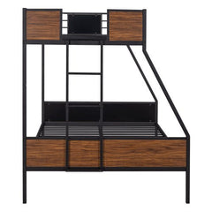 Bellemave® Twin Over Full Modern Metal Bunk Bed with Safety Rail and Built - In Ladder - Bellemave