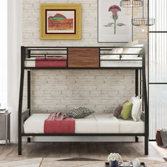 Bellemave® Twin Over Full Modern Metal Bunk Bed with Safety Rail and Built - In Ladder - Bellemave