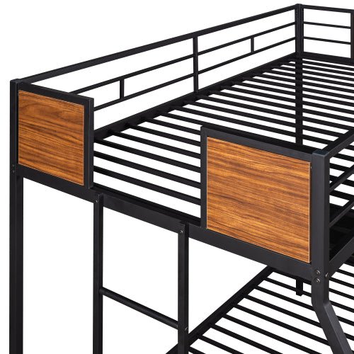 Bellemave® Twin Over Full Modern Metal Bunk Bed with Safety Rail and Built - In Ladder - Bellemave