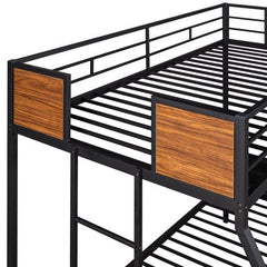 Bellemave® Twin Over Full Modern Metal Bunk Bed with Safety Rail and Built - In Ladder - Bellemave