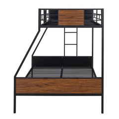 Bellemave® Twin Over Full Modern Metal Bunk Bed with Safety Rail and Built - In Ladder - Bellemave
