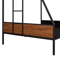 Bellemave® Twin Over Full Modern Metal Bunk Bed with Safety Rail and Built - In Ladder - Bellemave