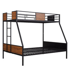 Bellemave® Twin Over Full Modern Metal Bunk Bed with Safety Rail and Built - In Ladder - Bellemave