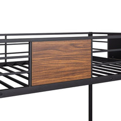 Bellemave® Twin Over Full Modern Metal Bunk Bed with Safety Rail and Built - In Ladder - Bellemave