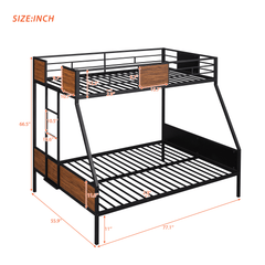Bellemave® Twin Over Full Modern Metal Bunk Bed with Safety Rail and Built - In Ladder - Bellemave